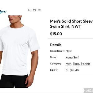 Kanu Surf Classic White Swim Shirt, NWT